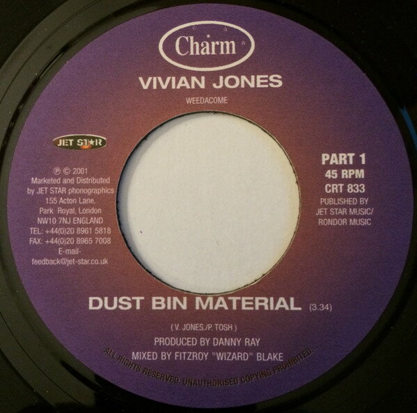 7” Vivian Jones Dust Bin Material CRT833 Charm /00080