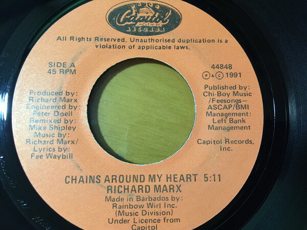 7” Richard Marx Chains Around My Heart 44848 CAPITO /00080
