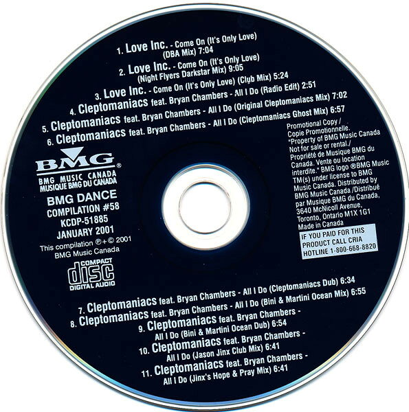 CD Various Bmg Dance Compilation #58 KCDP51885 BMG Music Canada プロモ 未開封 /00110