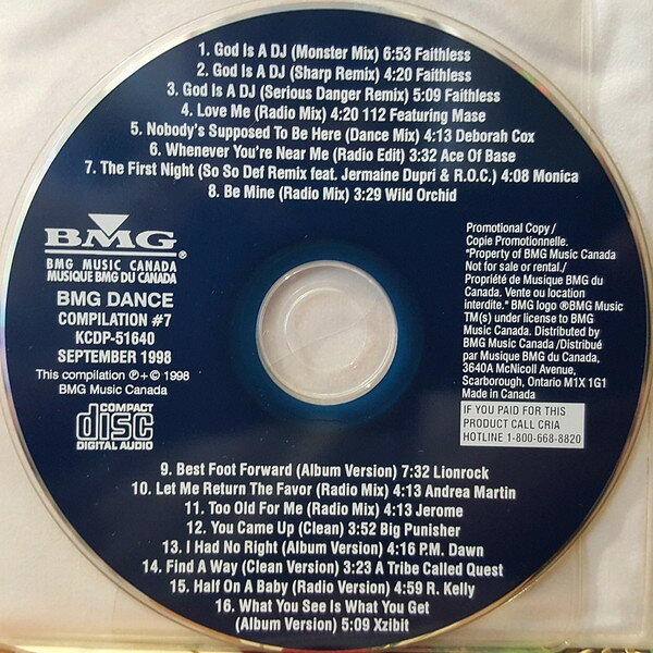CD Various Bmg Dance Compilation #7 KCDP51640 BMG Music Canada プロモ /00110