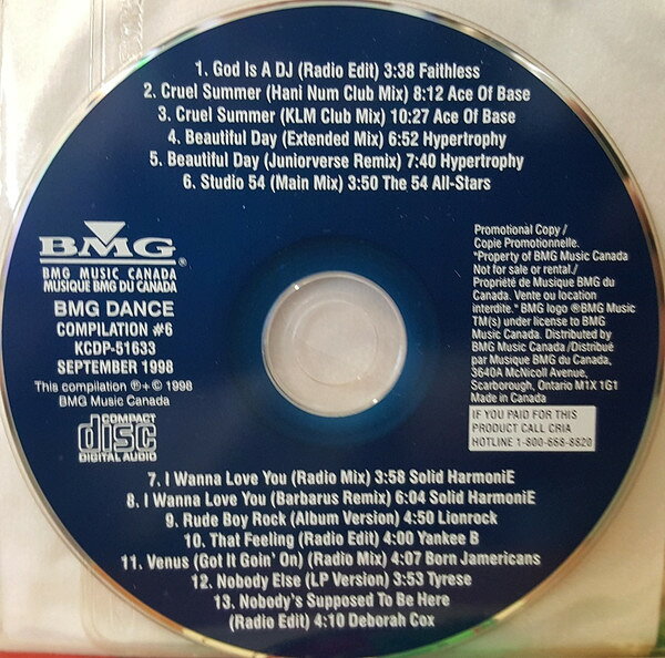 CD Various Bmg Dance Compilation #6 KCDP51633 BMG Music Canada プロモ /00110