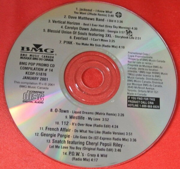 CD Various Bmg Pop Promo Cd Compilation #14 KCDP51876 BMG Music Canada プロモ /00110