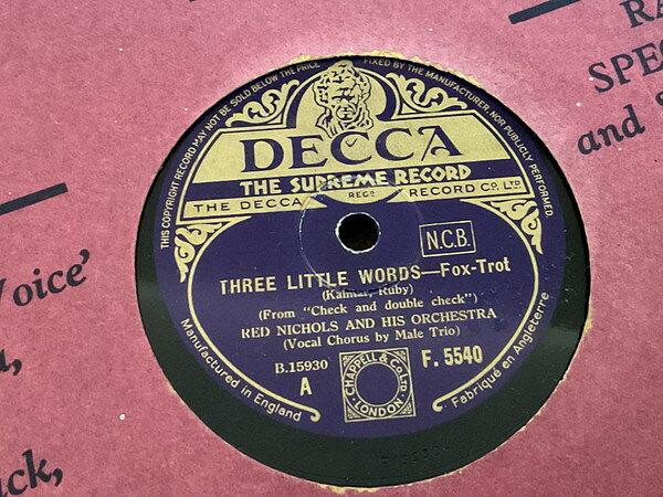 【中古】78RPM/SP Red Nichols & His Orchestra Three Little Words / Harlem F5540 DECCA /00500