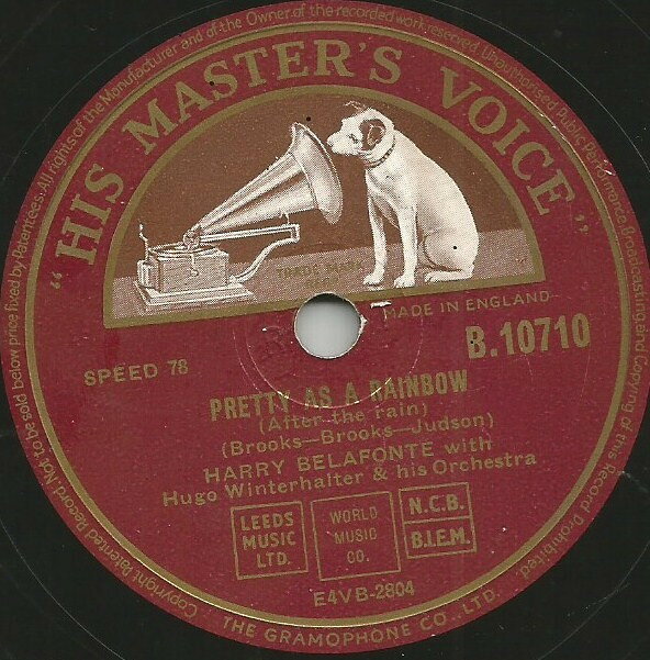 【中古】78RPM/SP Harry Belafonte, Hugo Winterha Pretty As A Rainbow / Im Just A Country Boy B10710 HIS MASTERS VOICE /00500