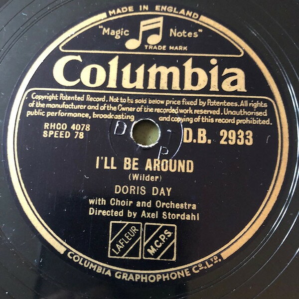 78RPM/SP Doris Day Ill Be Around / Lullaby Of Broadway DB2933 COLUMBIA /00500