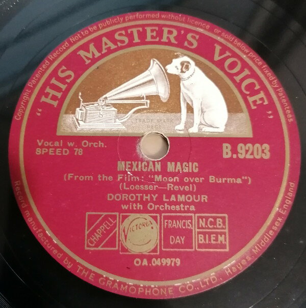 【中古】78RPM/SP Dorothy Lamour Moon Over Burma / Mexican Magic B9203 HIS MASTERS VOICE /00500