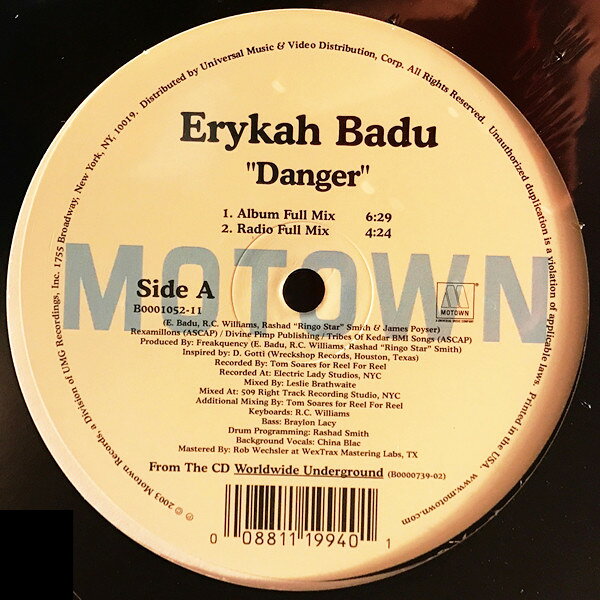 12” Erykah Badu Danger B000105211 MOTOWN /00250