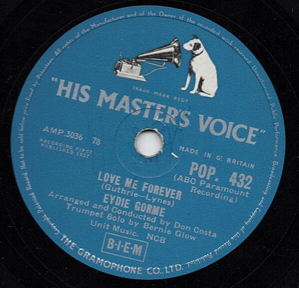 【中古】78RPM/SP Eydie Gorme Love Me Forever / Until They Sail POP432 HIS MASTERS VOICE /00500