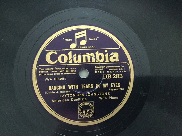【中古】78RPM/SP Layton &amp; Johnstone Dancing With Tears In My Eyes / Watching My Dreams DB283 COLUMBIA /00500