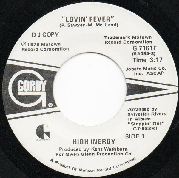 【中古】米7” High Inergy Lovin Fever G7161F Gordy プロモ /00080