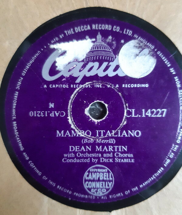 【中古】78RPM/SP Dean Martin Mambo Italiano / Thats All I Want From You CL14227 CAPITOL RECORDS /00500