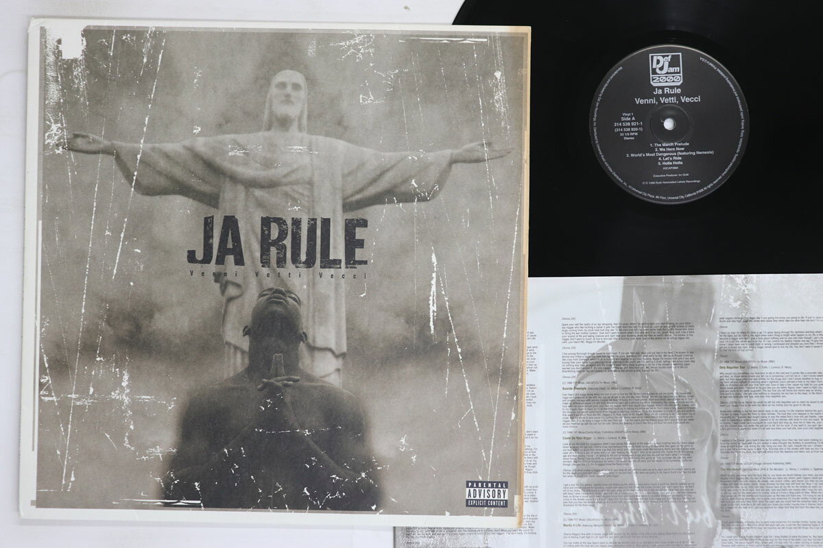 ・アーティスト Ja Rule ・タイトル Venni Vetti Vecci ・レーベル・型番 DEF JAM 3145389221 ・フォーマット LPレコード ・コンディション(盤) 良い (VG+) ・コンディション(ジャケット) 良い (VG+) ・コンディション(帯) オビなし ・特記事項 【盤に薄い跡】【カバー変色】 実際に発送される商品の画像です 【ご購入前に必ずご確認ください】 ・本店サイト(www.recordcity.jp)とは価格、送料が違います ・本店サイト、その他支店のオーダーとは同梱発送できません ・注文確定後に別の注文を頂いた場合、注文同士の同梱は致しかねます。 ・別倉庫から発送しているため、店頭受け渡しは対応しておりません ・一部商品は他の通販サイトでも販売しているため、ご注文のタイミングによっては商品のご用意ができない場合がございます。 ・土日祝日はお休みです 金曜・祝前日9時以降のご連絡またはご入金は、返答または発送が週明け・祝日明けに順次対応となります。 ・ご購入後のキャンセル不可 ご購入後のキャンセルはいかなる理由においてもお受けできません。ご了承の上、ご購入くださいませ。 ・日本郵便(ゆうパック/ゆうメール)によるお届けになります。 ・中古品であることをご理解ください 当ストアでは中古商品を主に販売しております。中古品であることをご理解の上ご購入ください。また、一部商品はRecordCityオンラインストアで試聴可能です。 ・返品について お客様のご都合による返品は一切承っておりません。 表記の内容と実際の商品に相違がある場合、また針飛び等で返品・返金をご希望される場合は、商品の到着後1週間以内にご連絡ください。商品の返送をこちらで確認後、キャンセル・返金を行います。 コンディションVG以下の商品は返品できません。プレイに影響のない表面のこすれ傷、プレス起因のノイズ盤は返品の対象外です。 【コンディション表記】 ・ほぼ新品(M-)(Like New) 完全な新品。未使用。当店ではほぼ使用しません ・非常に良い(EX)(Excellent) 中古盤として美品な状態。わずかな経年を感じるものの傷みを感じさせない、当店基準で最高の状態 ・良い(VG+)(Very Good Plus) 丁寧に扱われた中古品で、軽い使用感がみられる。 ・可(VG)(Acceptable) 使い込まれた中古品で、「良い」よりもさらに使用感がみられる。 ・悪い(VG-)(Bad) 状態が悪いアイテム。使用の保障はなく、再生不可、針飛び、目立つノイズがあるかもしれない。状態によるクレーム不可。返品不可。 ・非常に悪い(G)(Very Bad) 「悪い」よりさらに状態が悪いアイテム。使用の保障はなく、再生不可、針飛び、目立つノイズがあるかもしれない。状態によるクレーム不可。返品不可。 ・ジャンク(Fair)(Junk/Fair) 割れている、反っている、水ダメージがある、カビ、ジャケットが分離している、ひどい書き込み、ひどい擦れなど最低の状態。使用の保障はなく、再生不可、針飛び、目立つノイズがあるかもしれない。状態によるクレーム不可。返品不可。 ・ジャンク(Poor)(Junk/Poor) 割れている、反っている、水ダメージがある、カビ、ジャケットが分離している、ひどい書き込み、ひどい擦れなど最低の状態。使用の保障はなく、再生不可、針飛び、目立つノイズがあるかもしれない。状態によるクレーム不可。返品不可。
