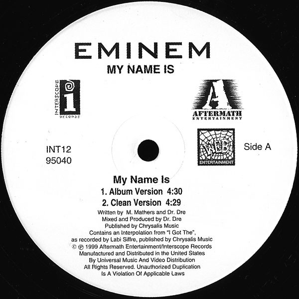 【中古】12インチ Eminem My Name Is INT1295040 Interscope Records,