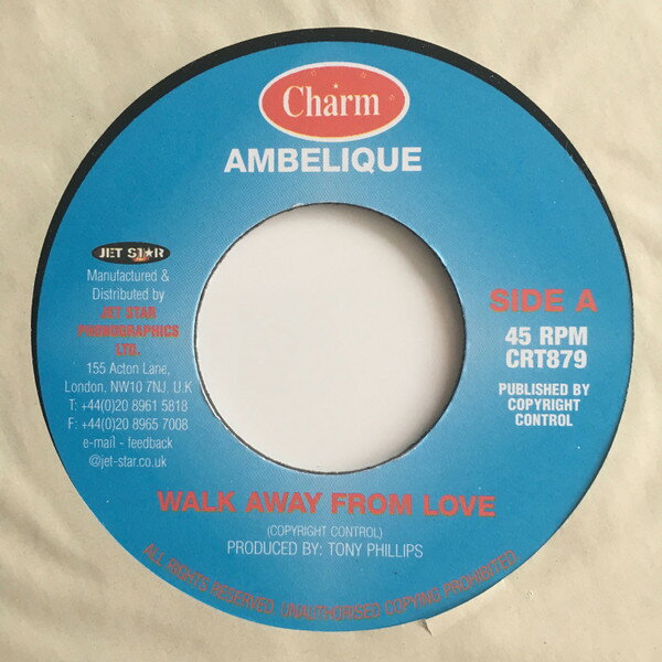 ・アーティスト Ambelique ・タイトル Walk Away From Love ・レーベル・型番 Charm CRT879 ・フォーマット 7インチレコード ・コンディション(盤) 非常に良い(EX) ・コンディション(ジャケット)...