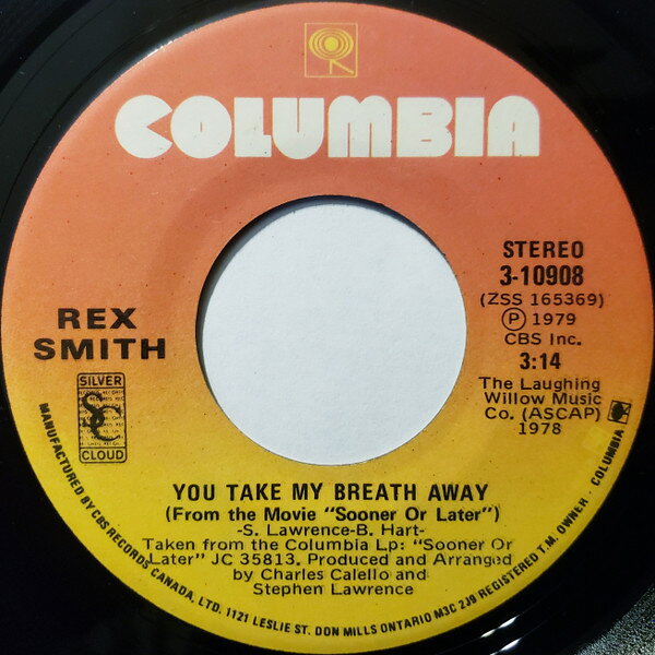 【中古】加7” Rex Smith You Take My Breath Away / Better Than Its Ever Been 310908 Columbia /00080