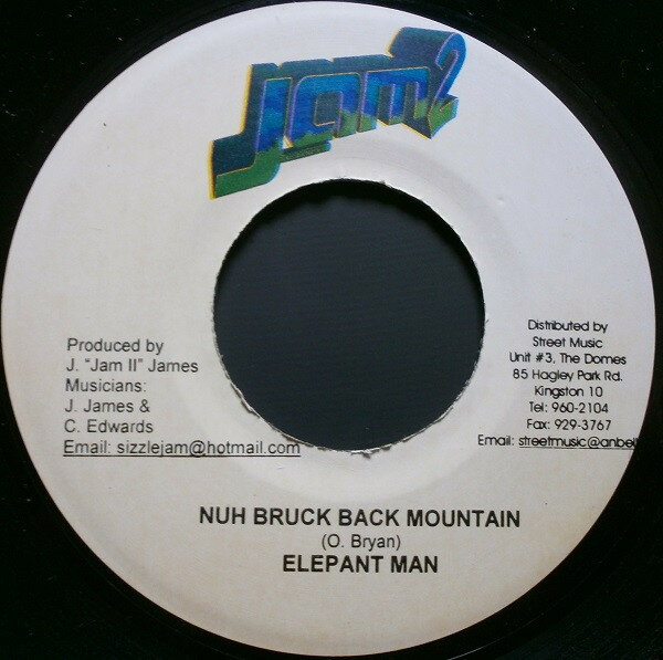 【中古】7” Elephant Man Nuh Bruck Back Mountain NONE Jam 2 Records /00080