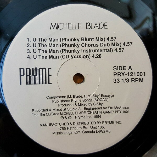 Artist Name: N - 【中古】12” Michelle Blade U The Man PRY121001 Pryme Inc. /00250