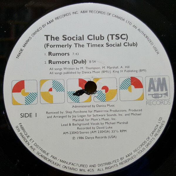 Artist Name: K - 【中古】12” Timex Social Club Rumors AM23043 A&M Records /00250