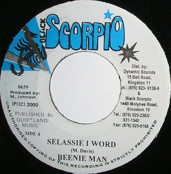 ジャマイカ7” Beenie Man Selassie I Word 0659 Black Scorpio (2) /00080