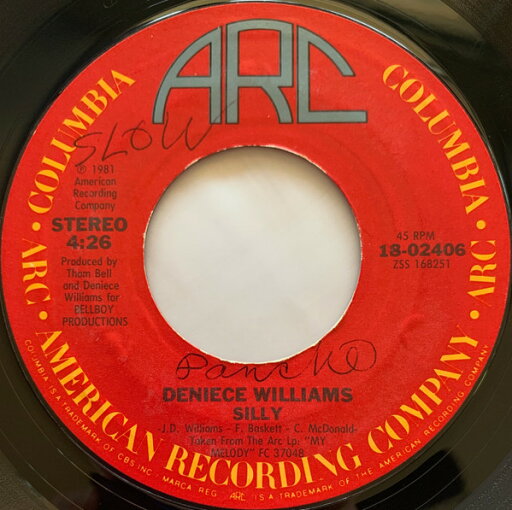 【中古】米7” Deniece Williams Silly 1802406 ARC, Columbia /00080 【中古】米7” Deniece Williams Silly 1802406 ARC, Columbia /00080