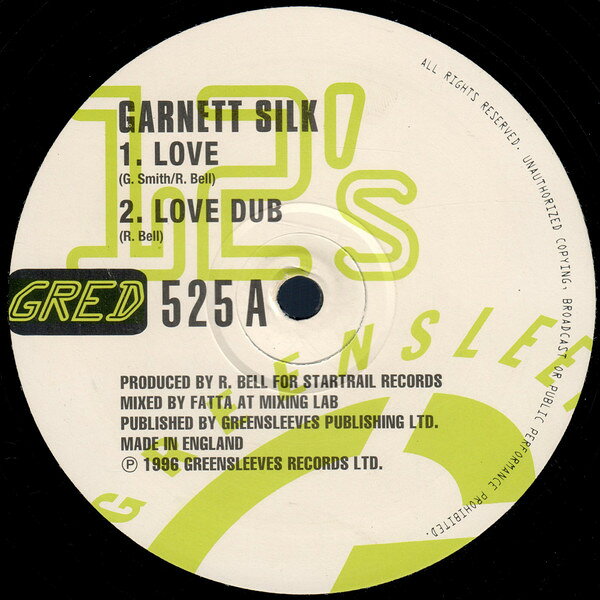 12” Garnett Silk / Anthony B Love / Raid Di Barn GRED525 Greensleeves Records /00250