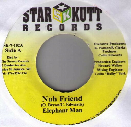 【中古】ジャマイカ7” Elephant Man / Demarco Nuh Friend / Jamaica SK7102 Star Kutt Records /00080 【中古】ジャマイカ7” Elephant Man / Demarco Nuh Friend / Jamaica SK7102 Star Kutt Records /00080