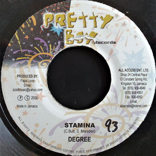 【中古】ジャマイカ7” General Degree Stamina NONE Pretty Boy Records ( /00080