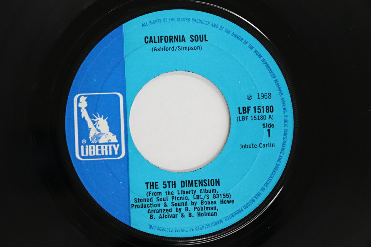 【中古】英7” Fifth Dimension California Soul / Itll Never Be The Same Again LBF15180 Liberty /00080