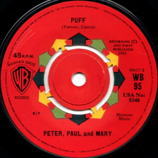 【中古】英7” Peter, Paul & Mary Puff WB95 Warner Bros. Records /00080 【中古】英7” Peter, Paul & Mary Puff WB95 Warner Bros. Records /00080