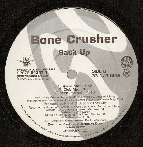 【中古】米12” Bone Crusher Never Scared (The Takeover Remix) / Back Up 82876542471 So So Def /00250