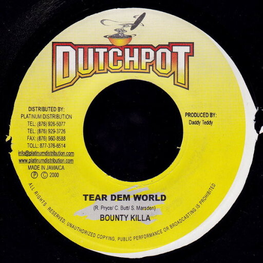 【中古】ジャマイカ7” Bounty Killer Tear Dem World none Dutchpot /00080 【中古】ジャマイカ7” Bounty Killer Tear Dem World none Dutchpot /00080