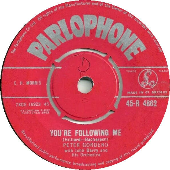 【中古】英7” Peter Gordeno (2), John Barry Youre Following Me 45R4862 Parlophone /00080