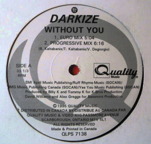 【中古】加12” Darkize Without You QLPS7138 Quality Music (2) /00250 【中古】加12” Darkize Without You QLPS7138 Quality Music (2) /00250