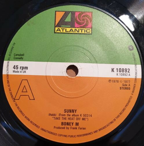 【中古】英7” Boney M. Sunny K10892 Atlantic /00080 【中古】英7” Boney M. Sunny K10892 Atlantic /00080