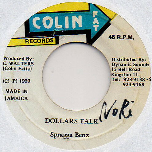 【中古】ジャマイカ7” Spragga Benz Dollars Talk NONE COLIN FAT /00080 【中古】ジャマイカ7” Spragga Benz Dollars Talk NONE COLIN FAT /00080