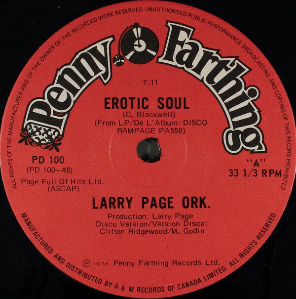 【中古】加12” Larry Page Orchestra / Loving Erotic Soul / Im Hooked On You PD100 Penny Farthing /00250