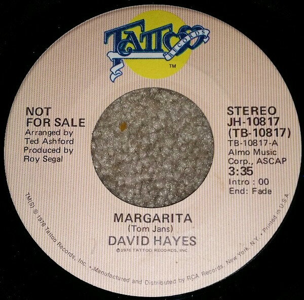・アーティスト David Hayes ・タイトル Margarita ・レーベル・型番 Tattoo Records (2) JH10817 ・フォーマット 7" ・コンディション(盤) 良い (VG+) ・コンディション(ジャケット) プレインカバー（元ジャケット／カバー無し） ・コンディション(帯) オビなし ・特記事項 【プロモ盤】 【プロモ印刷レーベル】 サンプル画像です。実際の商品の画像ではありません 商品写真はバーコード/カタログ番号に対応したサンプル画像ですので、お送りする商品の画像ではありません。帯やライナーなどの付属品は、特記事項に記載されている場合のみ含まれます。プロモやカラーレコードなどの仕様についても、該当する場合のみ特記事項に記載しています。 【ご購入前に必ずご確認ください】 ・本店サイト(www.recordcity.jp)とは価格、送料が違います ・本店サイト、その他支店のオーダーとは同梱発送できません ・注文確定後に別の注文を頂いた場合、注文同士の同梱は致しかねます。 ・別倉庫から発送しているため、店頭受け渡しは対応しておりません ・一部商品は他の通販サイトでも販売しているため、ご注文のタイミングによっては商品のご用意ができない場合がございます。 ・土日祝日はお休みです 金曜・祝前日9時以降のご連絡またはご入金は、返答または発送が週明け・祝日明けに順次対応となります。 ・ご購入後のキャンセル不可 ご購入後のキャンセルはいかなる理由においてもお受けできません。ご了承の上、ご購入くださいませ。 ・日本郵便(ゆうパック/ゆうメール)によるお届けになります。 ・中古品であることをご理解ください 当ストアでは中古商品を主に販売しております。中古品であることをご理解の上ご購入ください。また、一部商品はRecordCityオンラインストアで試聴可能です。 ・返品について お客様のご都合による返品は一切承っておりません。 表記の内容と実際の商品に相違がある場合、また針飛び等で返品・返金をご希望される場合は、商品の到着後1週間以内にご連絡ください。商品の返送をこちらで確認後、キャンセル・返金を行います。 コンディションVG以下の商品は返品できません。プレイに影響のない表面のこすれ傷、プレス起因のノイズ盤は返品の対象外です。 【コンディション表記】 ・ほぼ新品(M-)(Like New) 完全な新品。未使用。当店ではほぼ使用しません ・非常に良い(EX)(Excellent) 中古盤として美品な状態。わずかな経年を感じるものの傷みを感じさせない、当店基準で最高の状態 ・良い(VG+)(Very Good Plus) 丁寧に扱われた中古品で、軽い使用感がみられる。 ・可(VG)(Acceptable) 使い込まれた中古品で、「良い」よりもさらに使用感がみられる。 ・悪い(VG-)(Bad) 状態が悪いアイテム。使用の保障はなく、再生不可、針飛び、目立つノイズがあるかもしれない。状態によるクレーム不可。返品不可。 ・非常に悪い(G)(Very Bad) 「悪い」よりさらに状態が悪いアイテム。使用の保障はなく、再生不可、針飛び、目立つノイズがあるかもしれない。状態によるクレーム不可。返品不可。 ・ジャンク(Fair)(Junk/Fair) 割れている、反っている、水ダメージがある、カビ、ジャケットが分離している、ひどい書き込み、ひどい擦れなど最低の状態。使用の保障はなく、再生不可、針飛び、目立つノイズがあるかもしれない。状態によるクレーム不可。返品不可。 ・ジャンク(Poor)(Junk/Poor) 割れている、反っている、水ダメージがある、カビ、ジャケットが分離している、ひどい書き込み、ひどい擦れなど最低の状態。使用の保障はなく、再生不可、針飛び、目立つノイズがあるかもしれない。状態によるクレーム不可。返品不可。