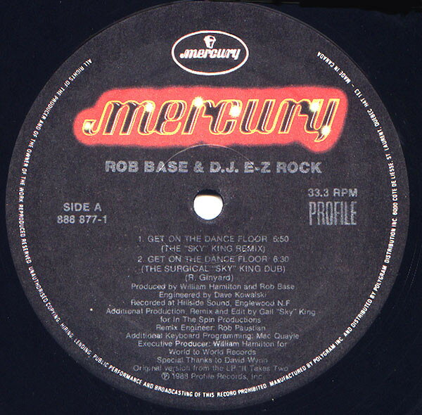 【中古】加12” Rob Base &amp; DJ E-Z Rock Get On The Dance Floor 8888771 Profile Records /00250
