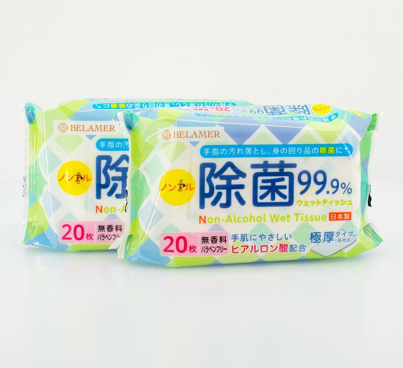 【限定特価】ベラメル ノンアルコール除菌 極厚おでかけ ウエットティッシュ 40枚 （20枚入り×2袋）