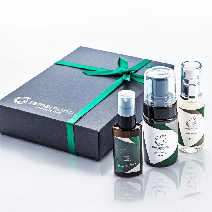 tamamono organic MEN 3種ギフトBOXオールインワン美容液 洗顔 男性用スキンケア ギフト 日焼けケア 髭剃り後のケア プレゼント お祝い ...