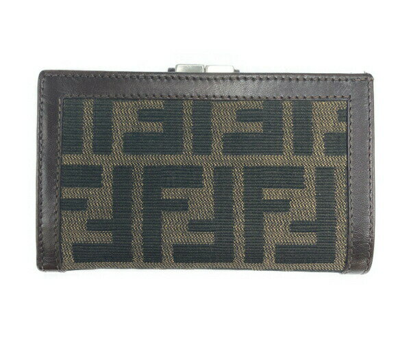 【中古】FENDI ズッカ 財布 がま口 2つ折り