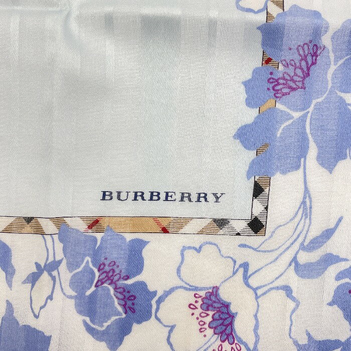 【中古】 BURBERRY バーバリー ハンカチ ブルー 1