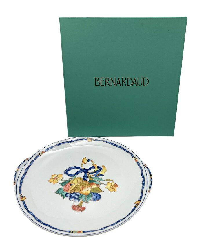 【中古】 BERNARDAUD ベルナルド コームブルー ブーケーズ プレート 25cm 4