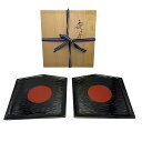 【中古】 美堂 うるし塗り 天然木 盆 二枚 4
