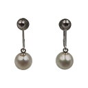 【中古】 K14WG イヤリング 6.8mm パール ホワイトゴールド 本真珠 T1