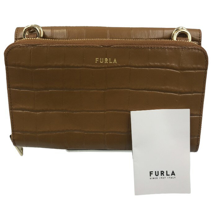 【中古】 FURLA フルラ クロコ型押し 