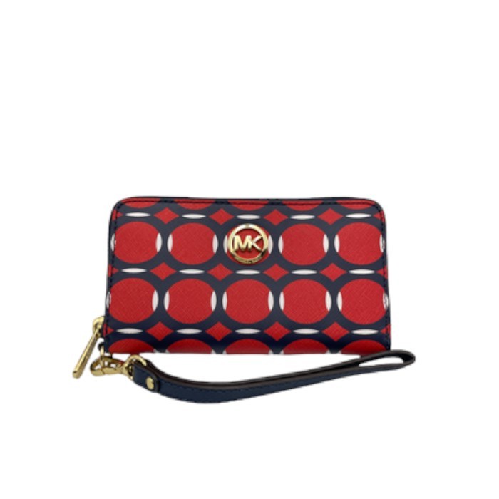 【中古】 MICHAEL KORS マイケルコース 幾何学模様 ラウンドファスナー 財布 W4