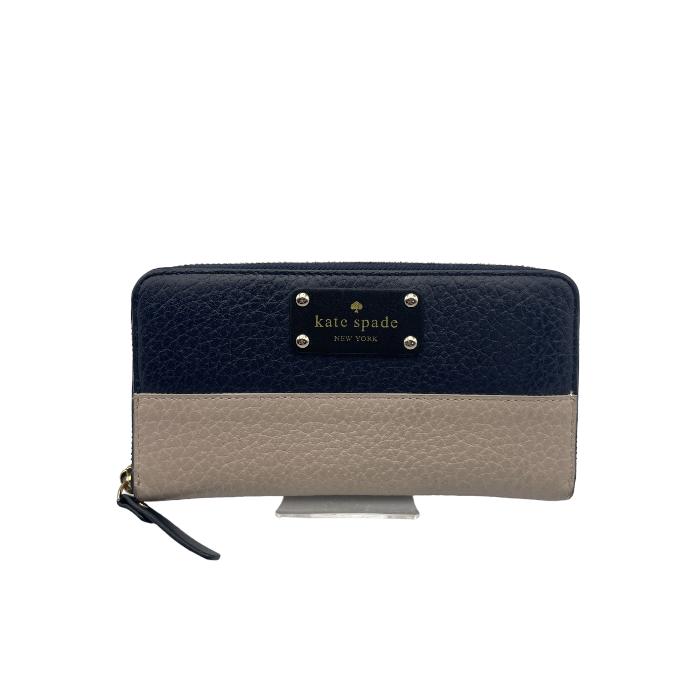 【中古】 Kate spade ケイトスペード レザー ラウンドファスナー 長財布 W4