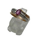 【中古】 K18/Pt900 ダイヤ0.15ct 色石 リング 11号 D4