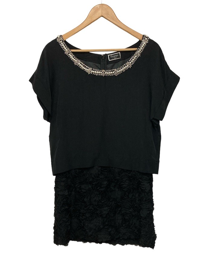 【中古】Diagram ダイアグラム コサージュヘムOP ビジュー ワンピース サイズ36 D4